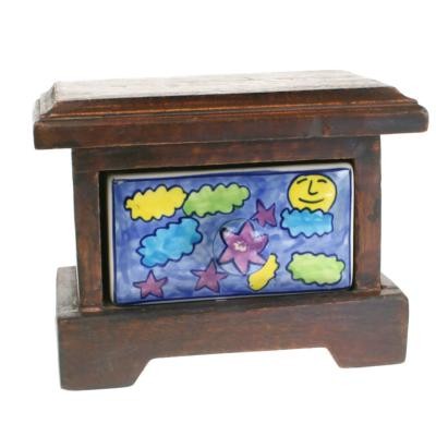 Wooden mini chest ceramic - wooden, 1