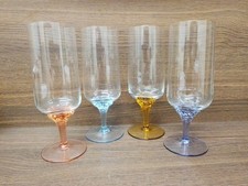 Four Coloured Stem Glasses 
