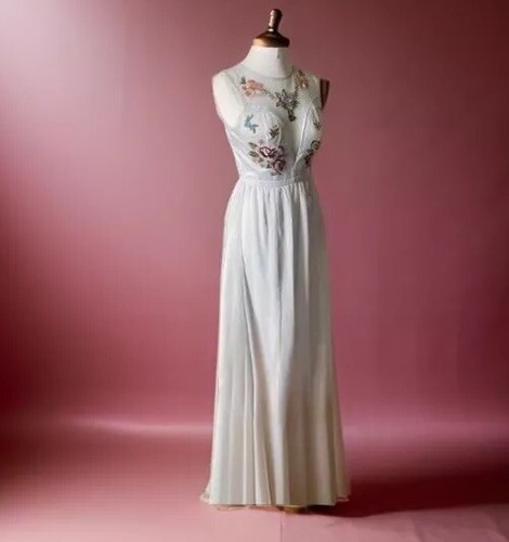 Pale blue grey maxi floral - ,