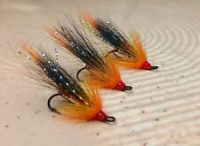   3 x cascade Salmon Flies Black Osprey Doubles size 10