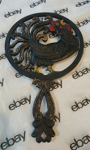 Cast iron rooster trivet - iron,