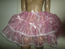 PINK ORGANZA WHITE LACE TRIM