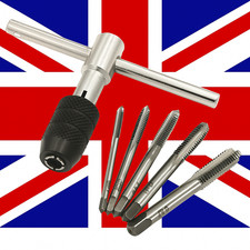 T-Type Tap Wrench Set 3-6mm M3-M8 Thread Tapping Hand Tool with 5pcs Taps UK