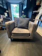 habitat new accent velvet armchair smoky grey