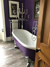 Roll Top Double Slipper Cast Iron Bath Gargoyle Feet NO Tap Holes