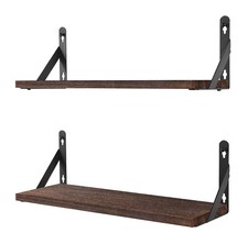 2x Wooden Floating Shelves