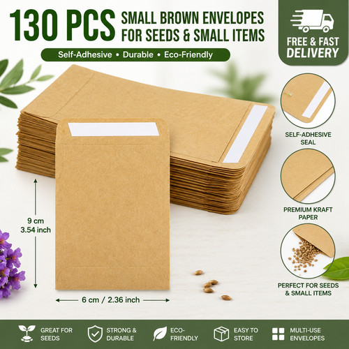 130 pcs small brown - pcs, envelopes