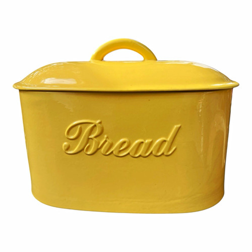 Yellow ceramic oval bread - yellow, bin