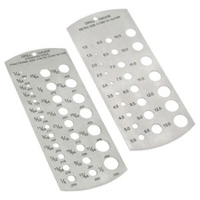 Drill Bit Measuring Gauges Metric & Imperial Stainless Steel Size Checker Plates