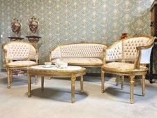 French Baroque Sofa Set Beige