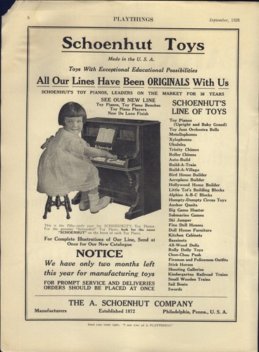 1928 paper toy schoenhut - 1928,