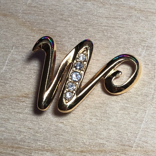 Letter rhinestone gold - letter, w
