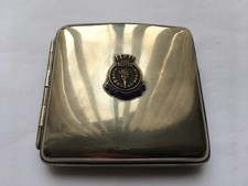 C1930s-40s VINTAGE H.M.S.RENOWN SOUVENIR ENAMEL&SILVER PLATED CIGARETTE CASE