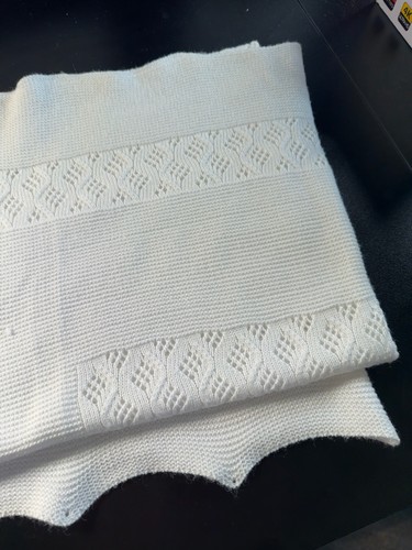White knitted baby shawl - knitted,