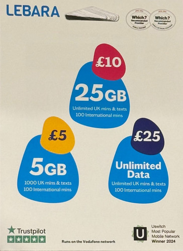 Lebara sim card pay - lebara, as