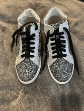 Women's Silver Glitter Hi Top Trainners Trainers Oliver Bonas Size 5