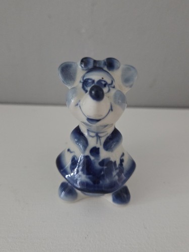 Gzhel russian porcelain mouse - gzhel,