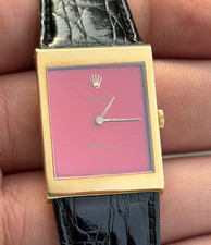 Rolex Cellini 4014 Watch 18K Yellow Gold 23x30mm Manual Wind Red Dial