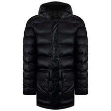 Hunter Rubberised Long Sleeve Zip Up Mens Black Puffer Coat MRO4238WWU_BLK