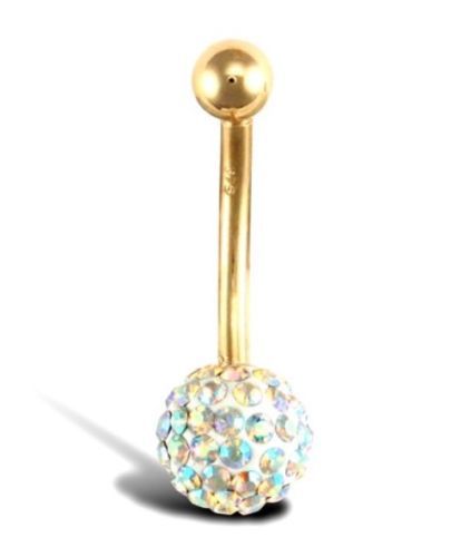 Belly bar 9ct gold disco - belly,