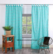 Indian Floral Print Curtain Tab Top Tapestry Curtains Window Bohemian Valance
