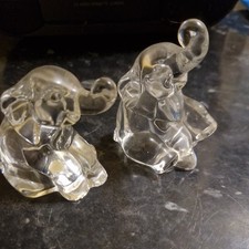 Vintage Clear Art Glass Elephant Figure X 2