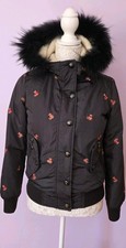 TEENIE WEENIE Down Feather Hooded Jacket Ladies XS Navy Teddy Bear Logo Warm