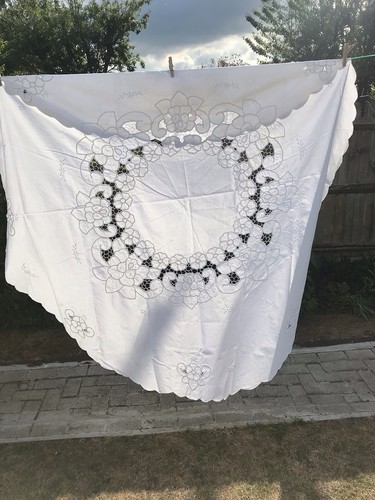 Vintage cut work tablecloth - vintage,