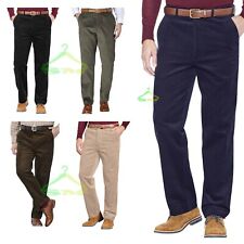 MENS CORDUROY CORD TROUSERS FORMAL SMART CASUAL OFFICE PLUS SIZE PANTS NO BELTS