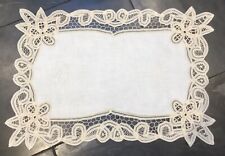 Vintage Shabby Chic Cream Taupe Cotton Batten Lace Table Linen Place Mat 18x12”