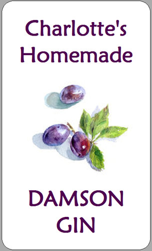 Damson gin bottle labels - gin,
