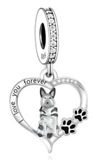 Brand New S925 Sterling Silver Loyal 'German Shepherd / Alsatian' Dangle Charm