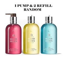 3x MOLTON BROWN Fine Liquid Hand Wash Refills 300ml *RANDOM* 1 Pump, 2 No Pumps