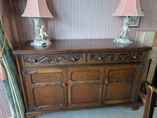 Vintage carved oak - oak, sideboard