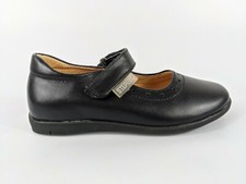 Step2wo Infant Girls Black Leather Riptape fastening School Shoes Uk 7 Eu 24 new