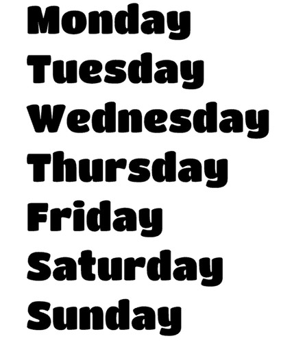 Days the week weekday - days,