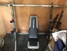 Maximuscle Squat Rack & Bench/Gym With Olympic Barbell Set. Perfect Home Gym.