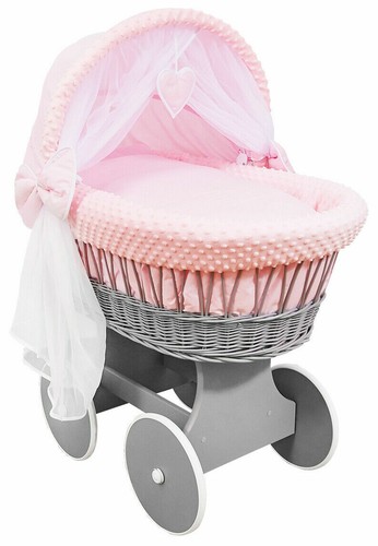 Grey wicker wheels crib baby - grey, crib/baby