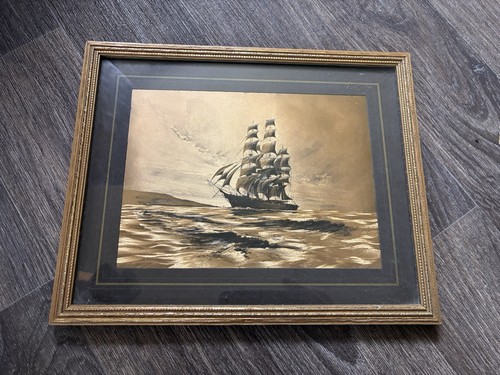 Gold foil art sailing tall - gold,
