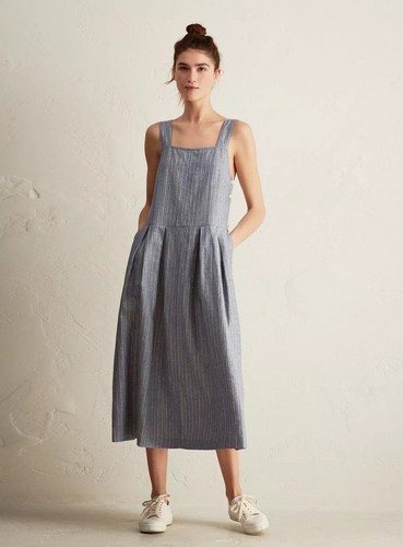 Toast linen cotton pinafore - toast,