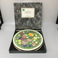 6 x vintage CLOVERLEAF round meadows wild flowers & butterflies table mats set