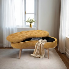 Chenille Ottoman Storage Box Upholstered Pouffe Storage Bench Window Seat Stool