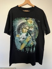 Wild T Shirt Mens XL Black Wolf Dream Catcher Native American Indian Glittery
