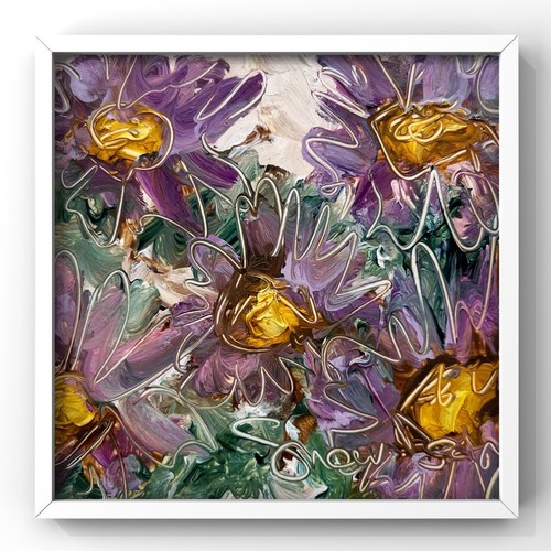 Snow daisy painting original - snow,