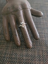 VINTAGE ROMANY 10K WHITE GOLD HEMATITE BALL AND PURPLE AMETHYST RING SZ 6