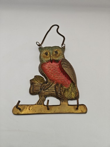Vintage brass owl key - brass,