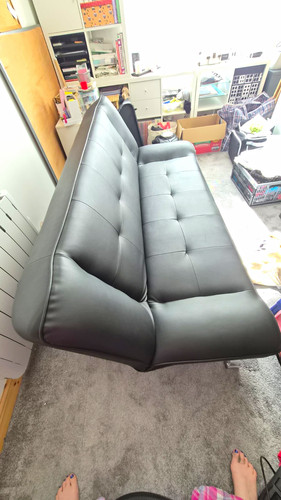 Black faux leather futon - leather,