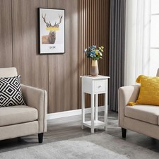 White Slim Bedside Tables 