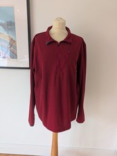 ROHAN Mens Red Microgrid Stowaway Top 1/4 Zip Fleece T-shirt Tee Long Sleeve L