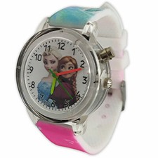 Frozen Elsa & Anna Light Up Pink Colour changing Girls Kids Children Wrist Watch